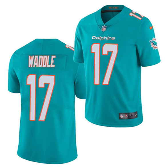 Youth Aqua Miami Dolphins #17 Jaylen Waddle 2021 Vapor Untouchable Limited Stitched NFL Jersey